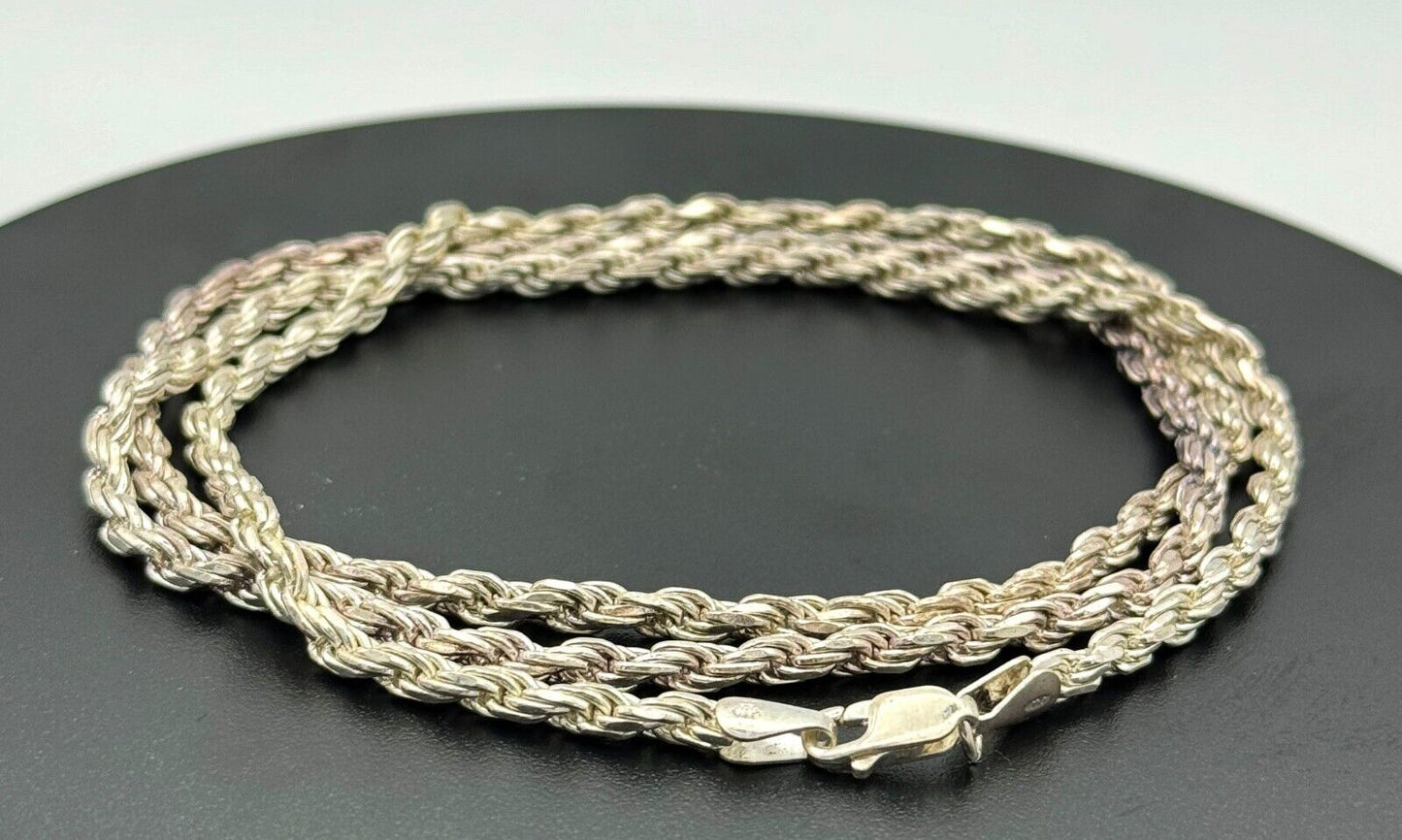 Vintage Sterling Silver 925 Thick Rope Style Necklace 29" (McC)