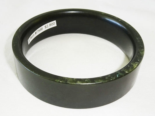 Excavated Thai Well Carved Dark Green Nephrite Jade Bangle Bracelet (Mil)