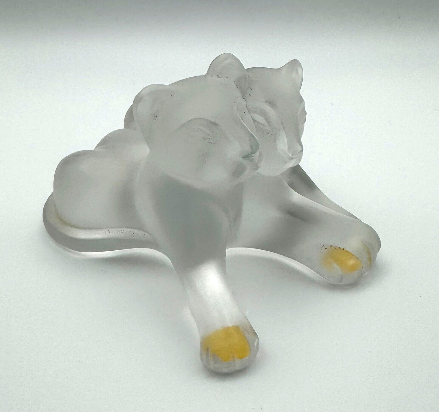 Vintage French Lalique Crystal Tambwee Lion Cubs Figurine Signed (TuC)