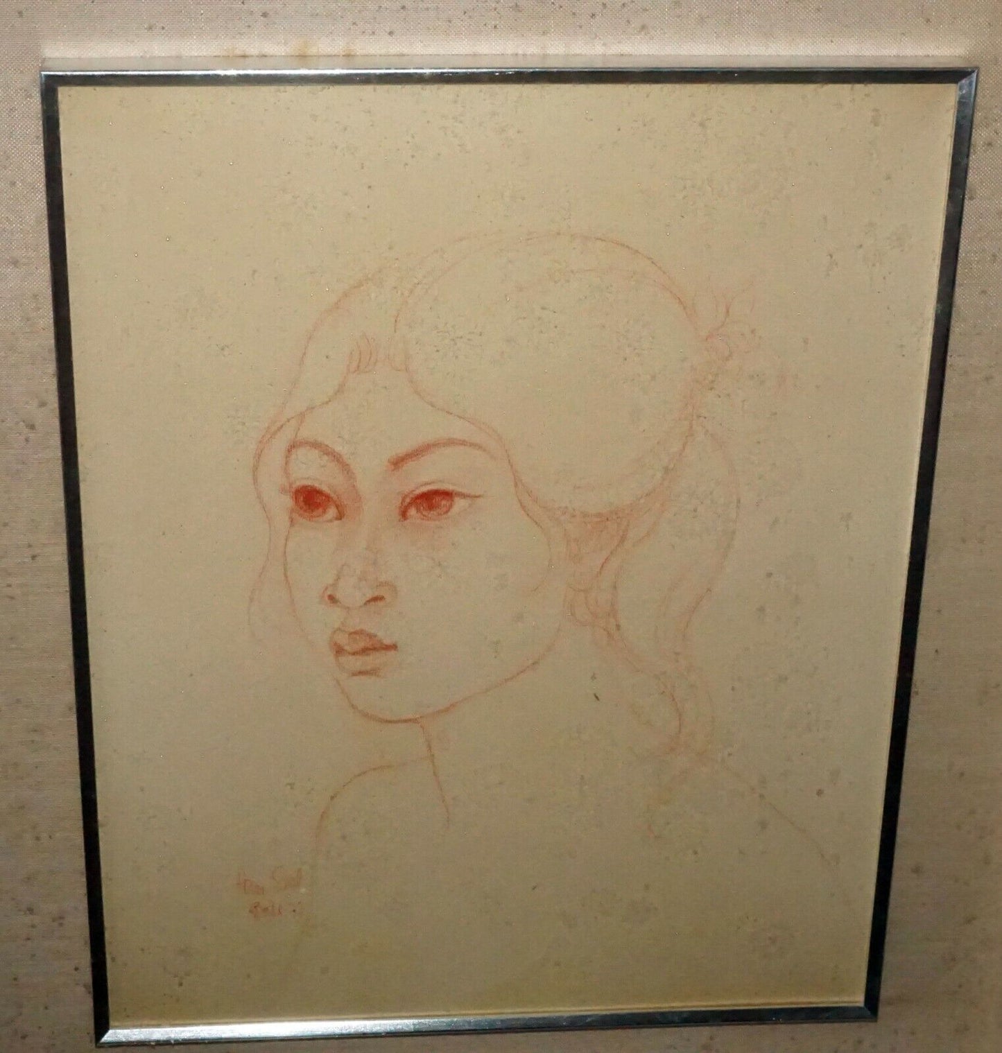 1977 Bali Pastel Portrait Painting "Young Woman" by Hans Snel (1925-1998)(***)