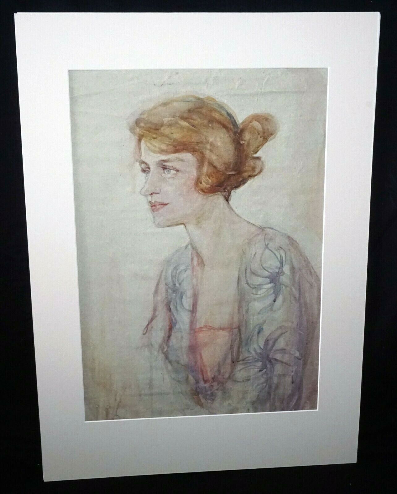 1920s Hawaii WC Painting Self Portrait by Madge Tennent (1889-1972)(DAT)#12