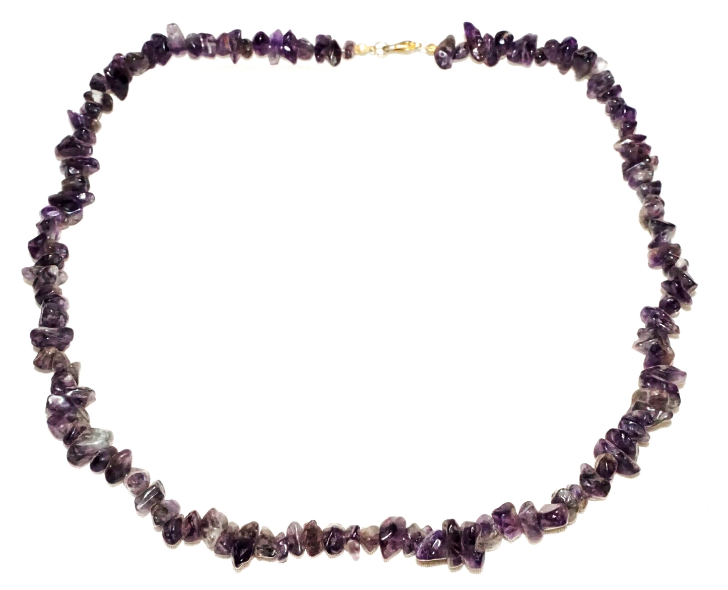 Vintage Fluorite Pebble Bead Necklace w. Gold Plated Clasp (BeM)#8