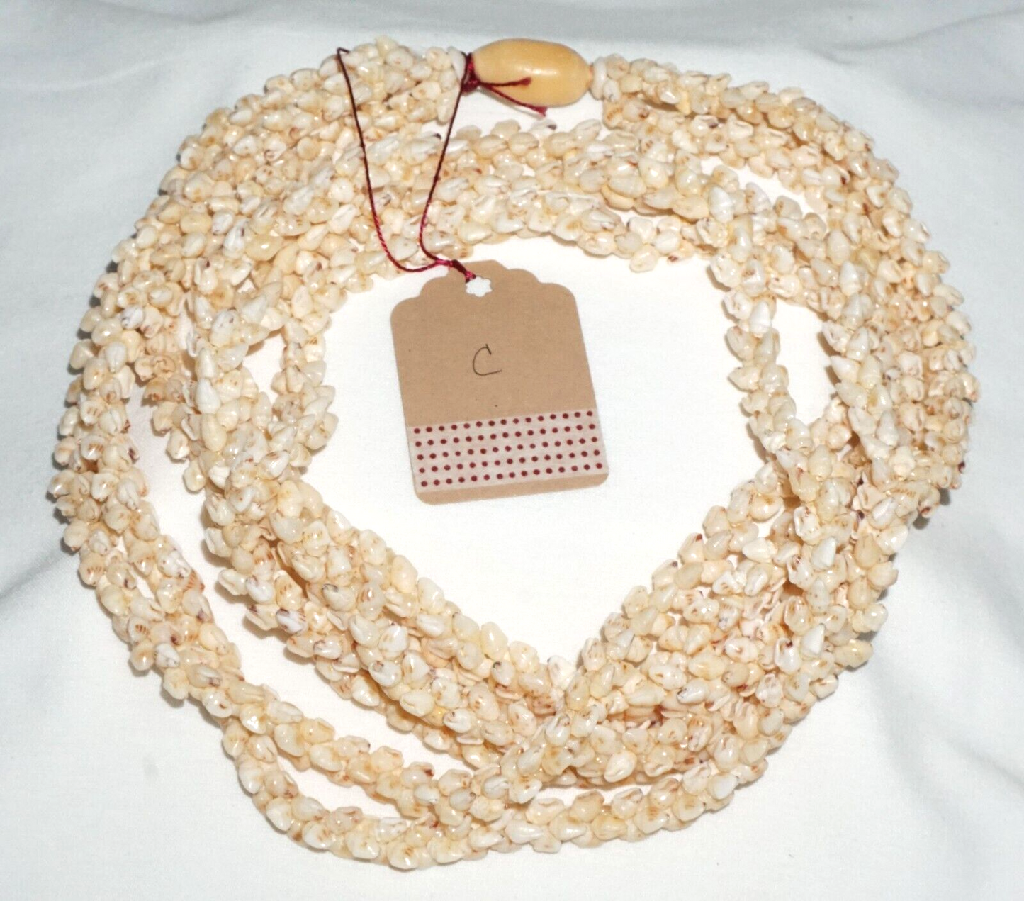 Vintage Hawaii 3x Strand Pikake Style Spotted White Niihau Shell Necklace (KiA)C