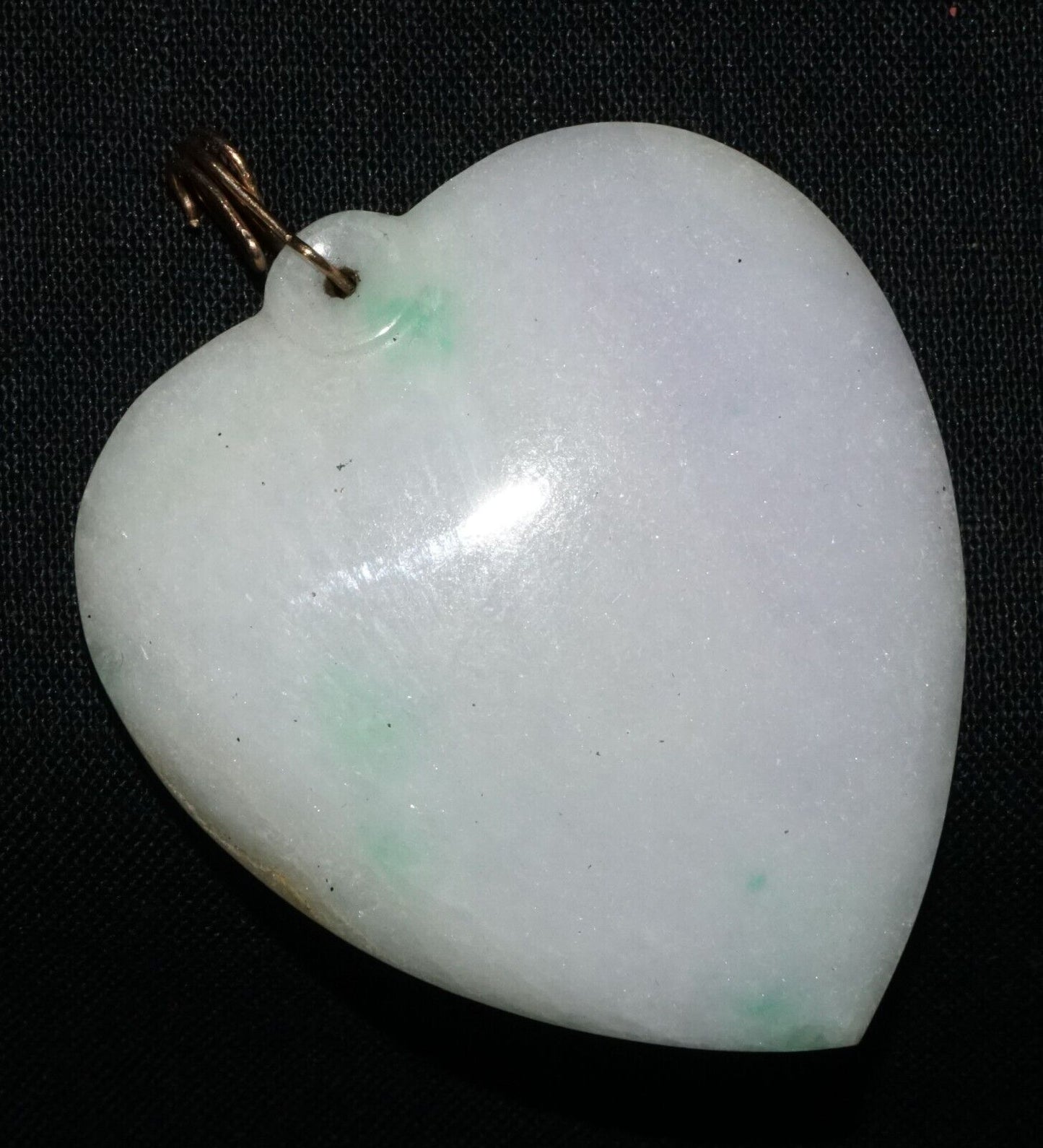 Vintage Chinese White Green Lavender Jadeite Jade Heart Motif Pendant (LeS) G8