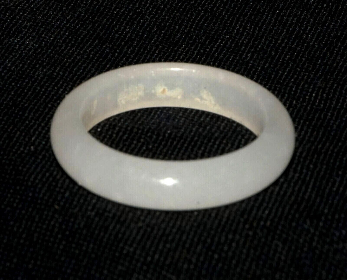 Vintage Chinese Semi Translucent White Jadeite Jade Ring Sz.7 (LeS) R8