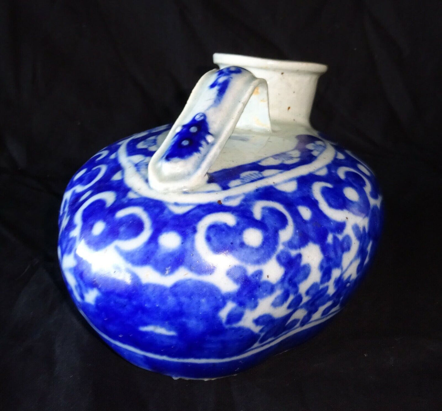 19C Chinese Blue & White Glaze Floral Motif Pottery Urinal - clean (HeN) IC