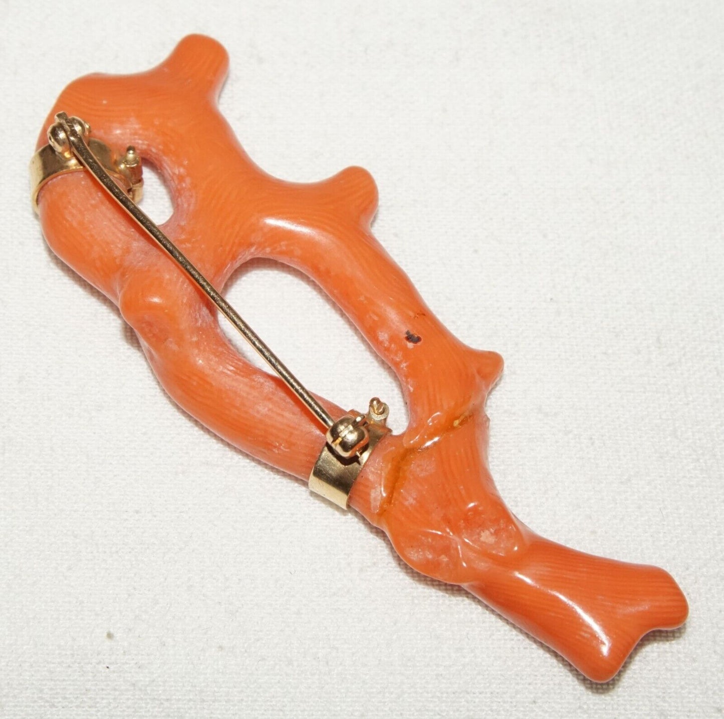Vintage Chinese Red Coral Branch Brooch - Repaired (LeS)L22