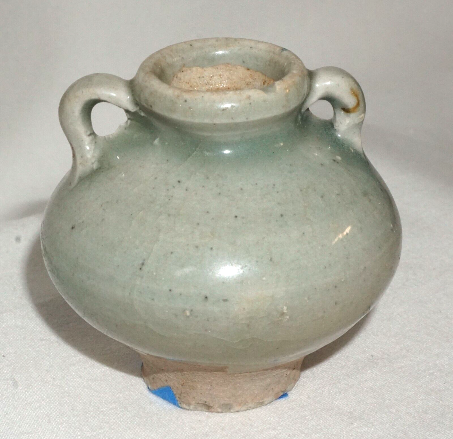 12C Chinese Song or Early Ming Dynasty Pottery Jarlet Celadon Glaze (JSt)36 IC