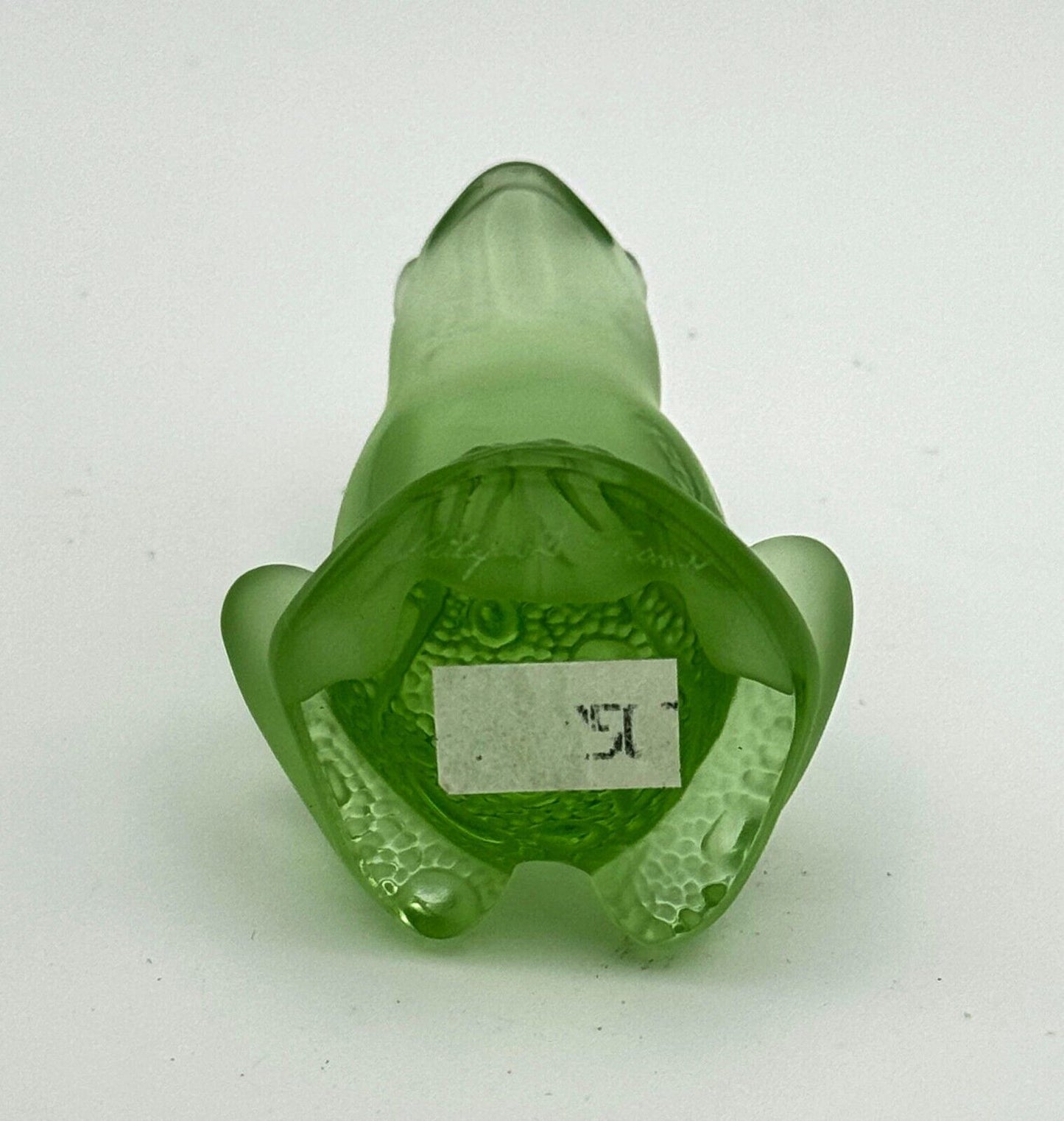 Vintage French Crystal Lalique Lime Green "Rainette Frog" Figurine 2" (InS)