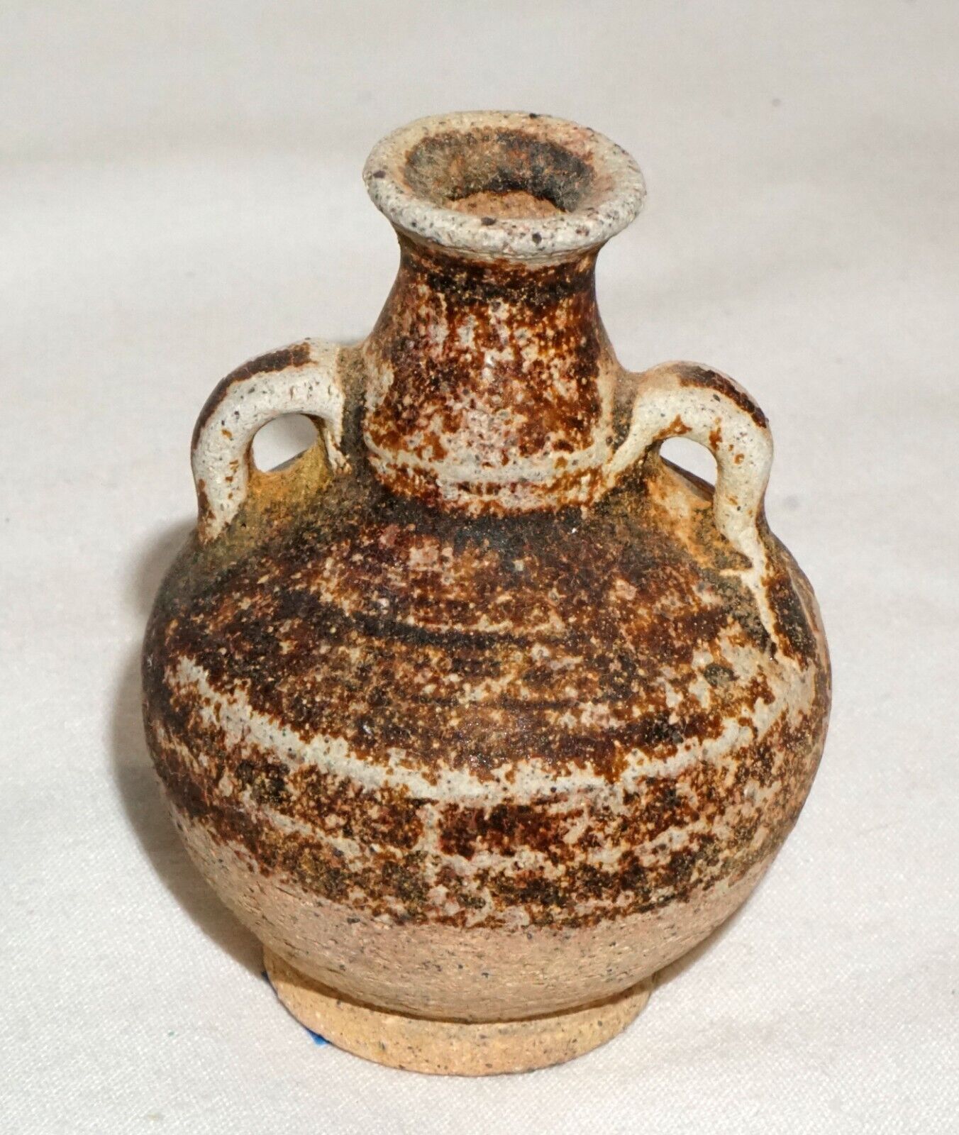 15C Thailand Sukhothai Sawankhalok Brown Glaze Jarlet w. applied Handles (JSt)29