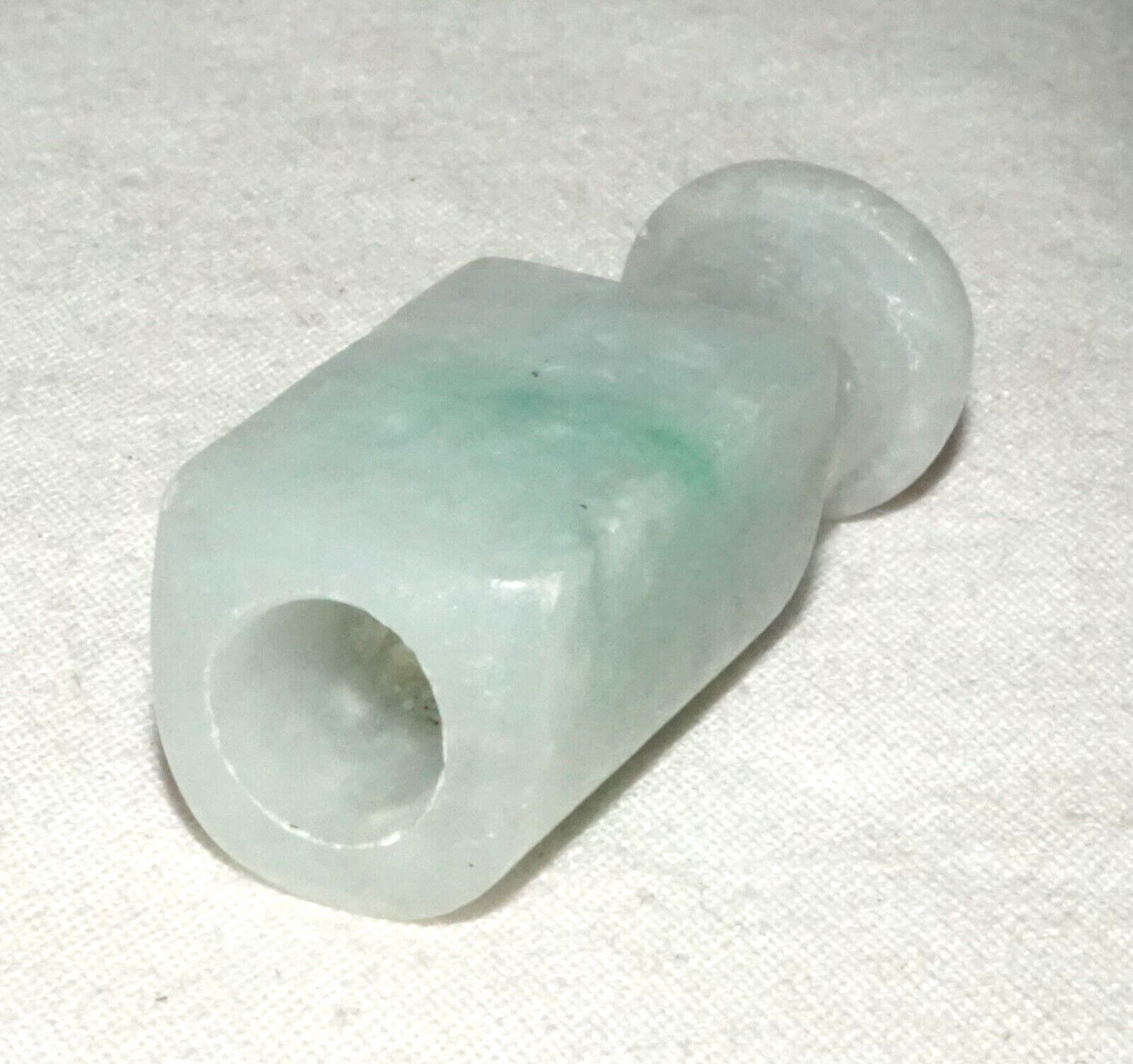 Vintage Chinese White Jadeite Jade Carved Cigarette Holder 1 ⅞ inches (InS)#L4