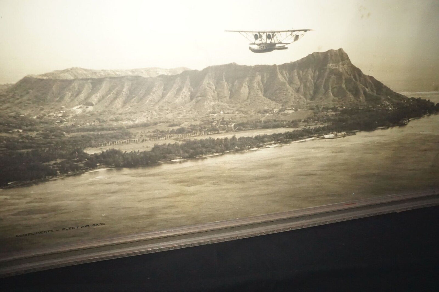 Vintage 1934 Photo of Military Patrol Planes over Diamond Head Honolulu HI (NaC)