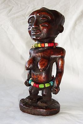 20CT Central African Tribal Ancestral Figure Carving w. Trade Bead Accents (Eic)