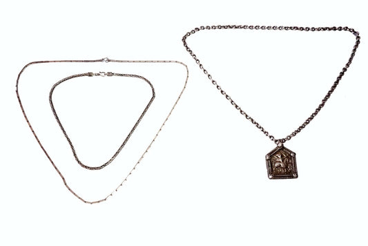 3x Vintage Sterling Silver/Silver Box Chain & Necklace Mixed Lot Pendant(***) 28