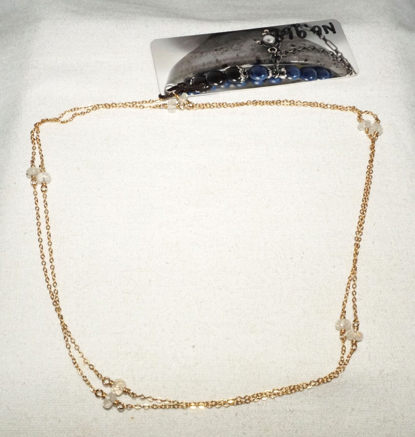 Vintage 14k Yellow Gold Chain Necklace set w. 10x Crystal Beads (KiL)