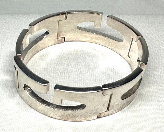 Italian Gucci Sterling Silver Bracelet Wrist Size w Pouch & Box (InS)#2