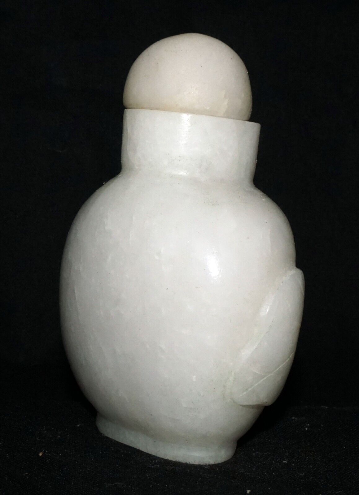 Vintage Chinese White Jadeite Jade Carved Snuff Bottle w Goldfish Motif(LeS) G11