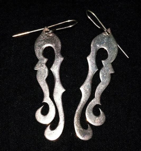 Hawaii Modernist Scroll Motif Sterling Silver Earrings by Stephen Geritz (WoJ)
