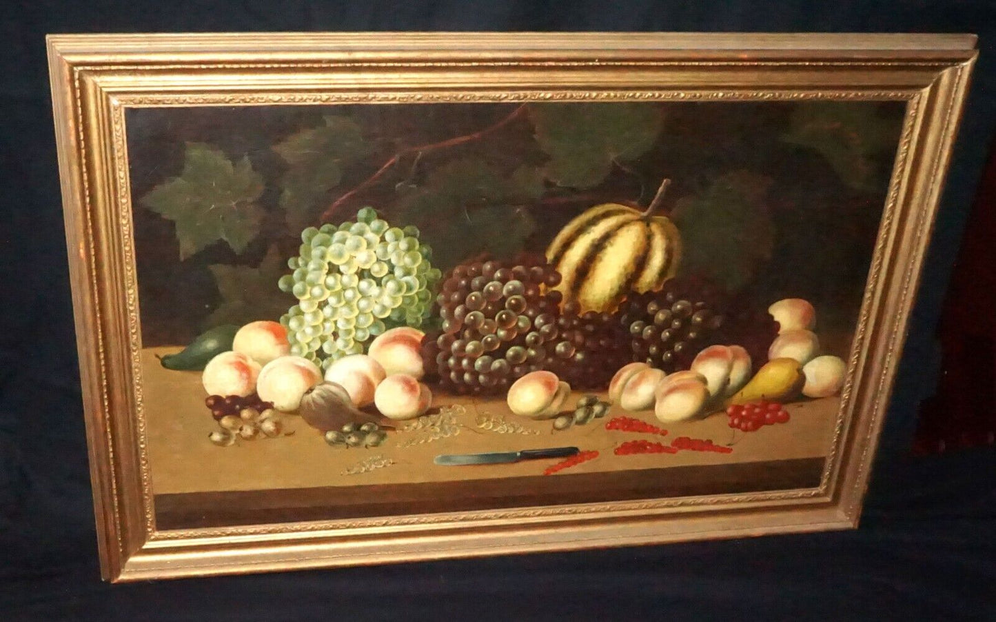 1826 American Oil Still Life Painting Fruit on Table By Richard Howe (NeW)