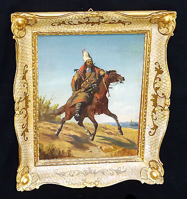 1910s Middle Eastern/Mongolian Oil Painting "Tribesman on a Horse" by Graf (Ber)