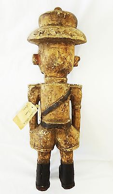 19CT African Zaire Luba Tribe Carving Colonial Officer Sculpture 23.5" (Eic)