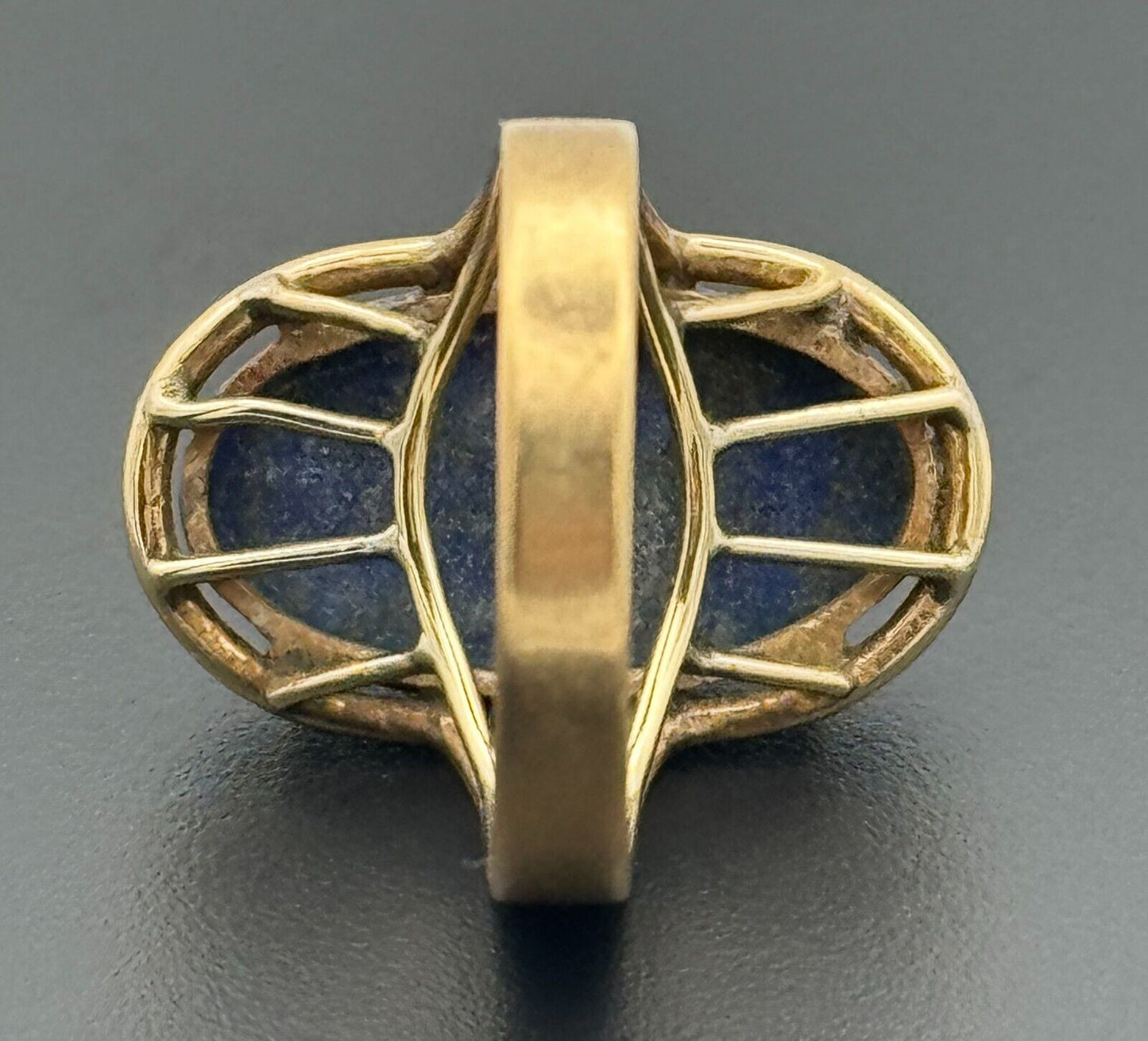 Vintage 14k Yellow Gold Ring Sz. 8.25 Lapiz Lazuli Cabochon (McC)