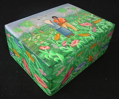 1980s Haitian Wooden Covered Boxes w. Painted Landscape Motif J.H. Wesner (Stea)