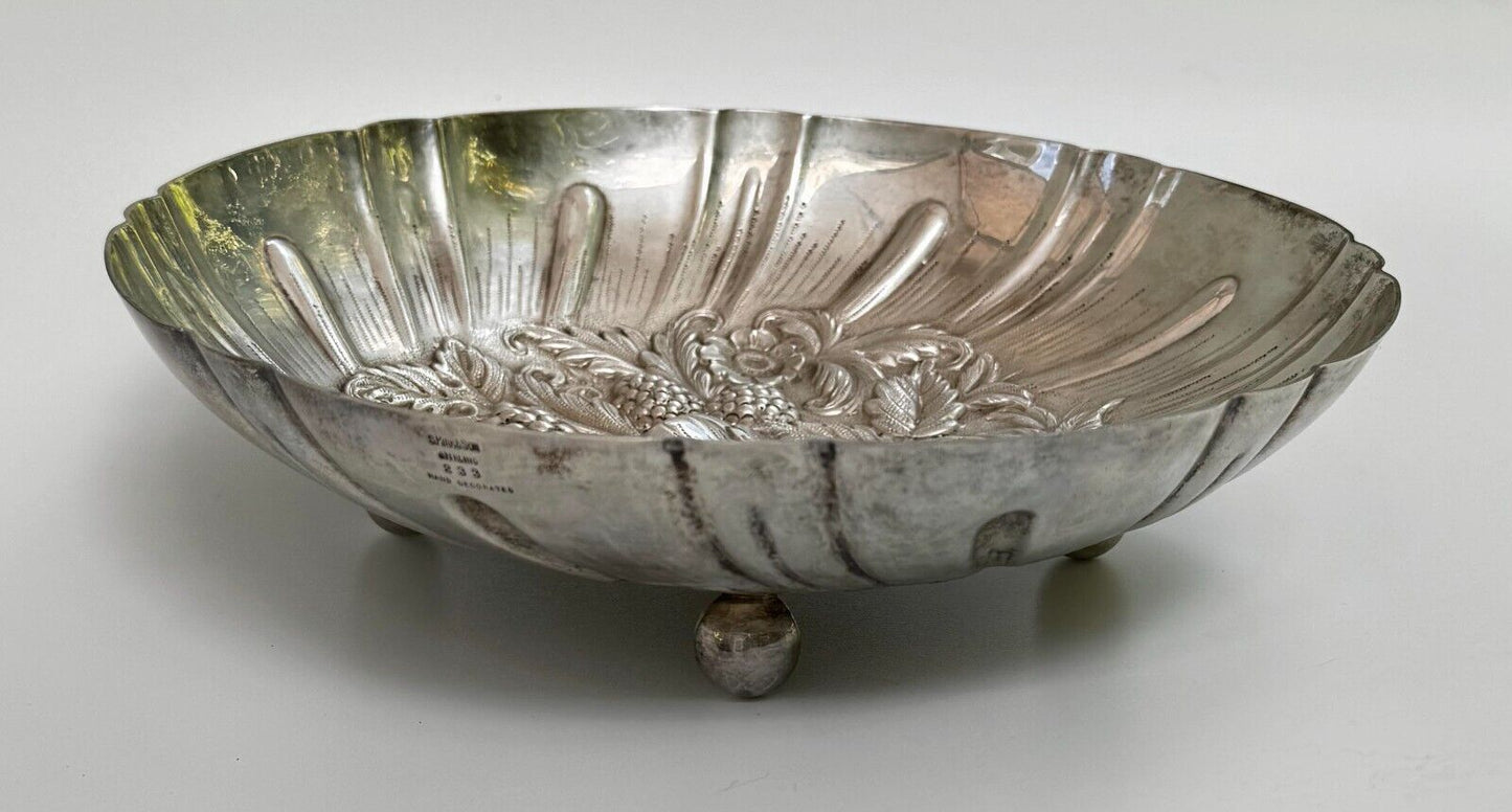 Vintage Sterling Silver S. Kirk & Son #233 Repousse Bowl w Spherical Feet (WeP)