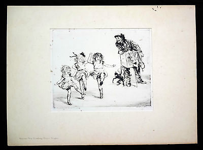 20CT RUSSIAN ETCHING PRINT "THE MONKEY MAN'S MUSIC" by DIANA THORNE (Daw