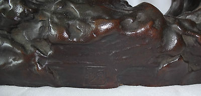 1930s JAPANESE BRONZE SCULPTURE "PAIR of HUNTING DOGS" sign HIDEAKI (Ree)