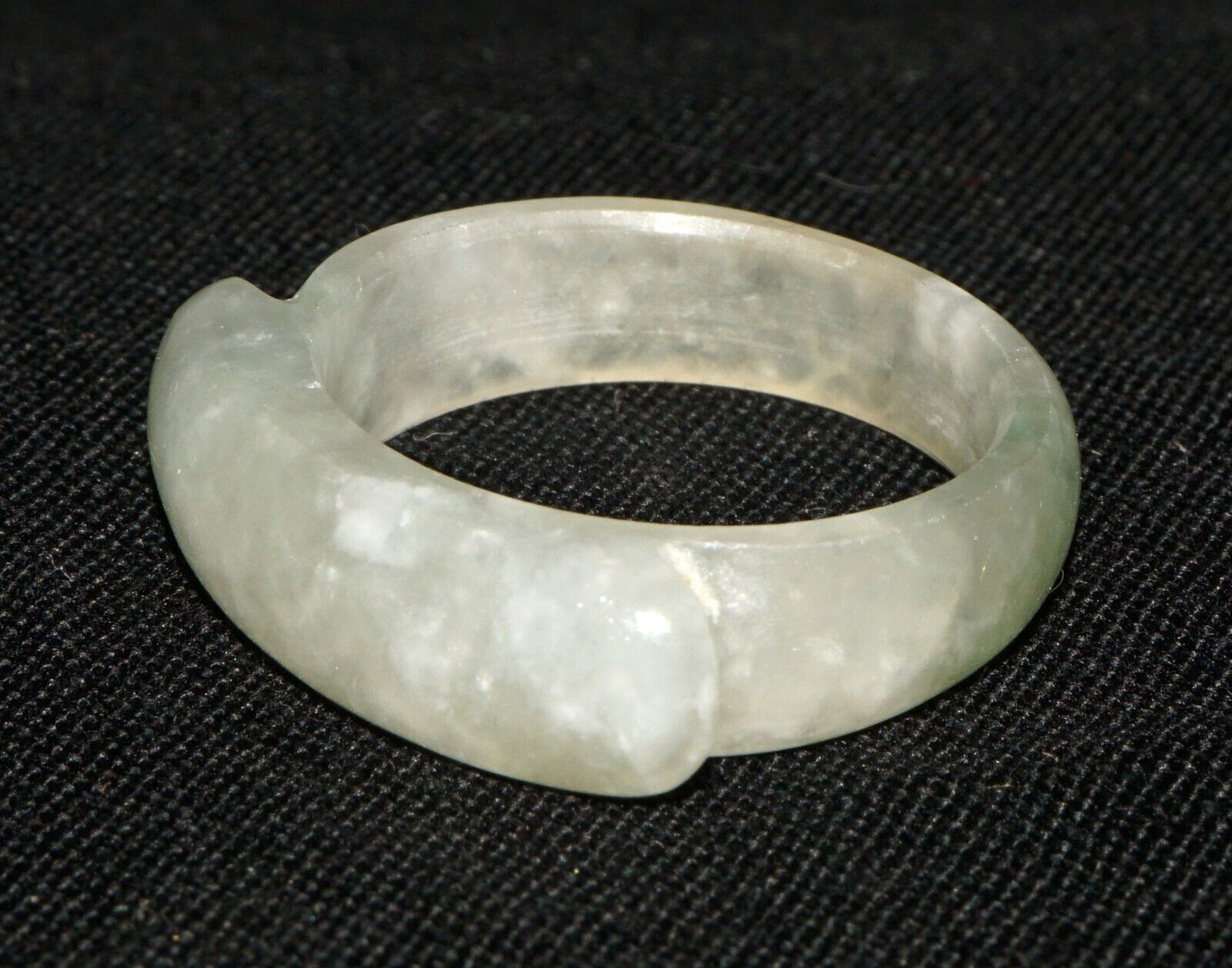 Vintage Chinese Semi Translucent Grey Green Jadeite Jade Saddle Ring Sz.8 (OdC)