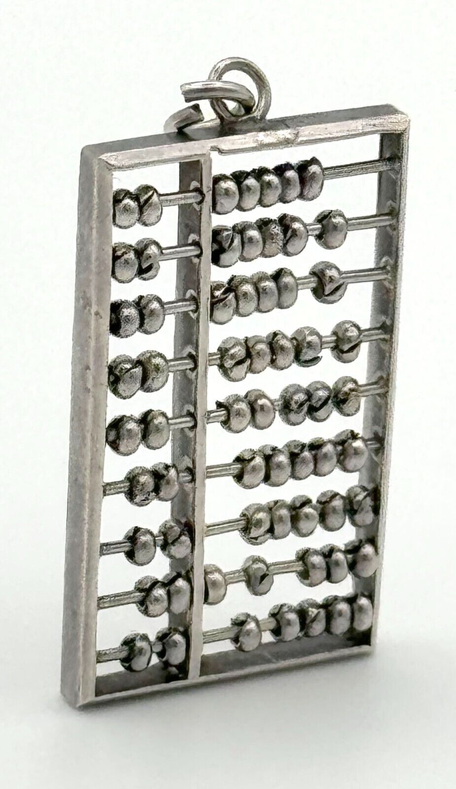 Vintage Silver Tiny Abacus Charm Calculator Pendant (HoJ)