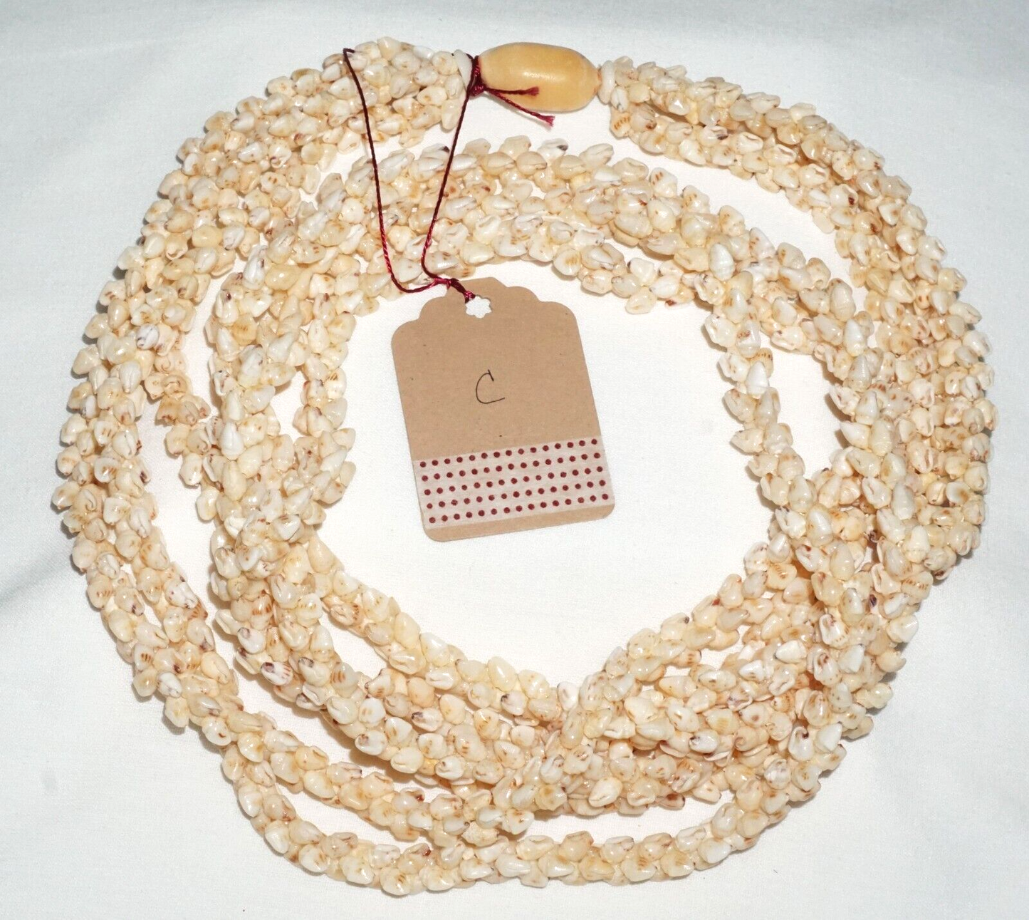 Vintage Hawaii 3x Strand Pikake Style Spotted White Niihau Shell Necklace (KiA)C