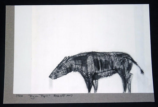 2017 Hawaii Print 34/50 "Pig on Paper" by Jodi Endicott (b1958) (Ahb)