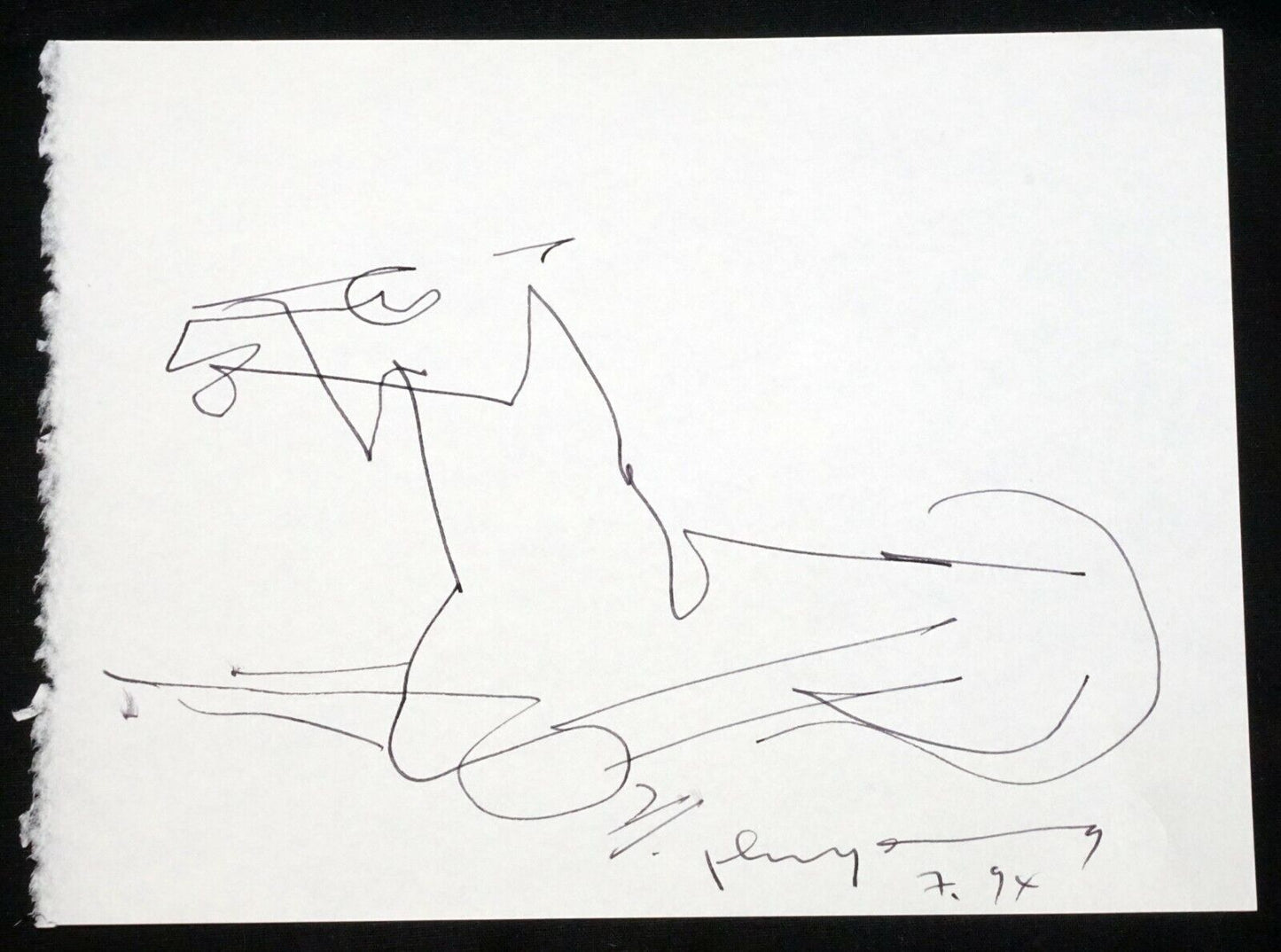 '94 Chinese Hawaii Mini Drawing "A Horse" by John Chin Young (1909 - 1997)(SaJ)9