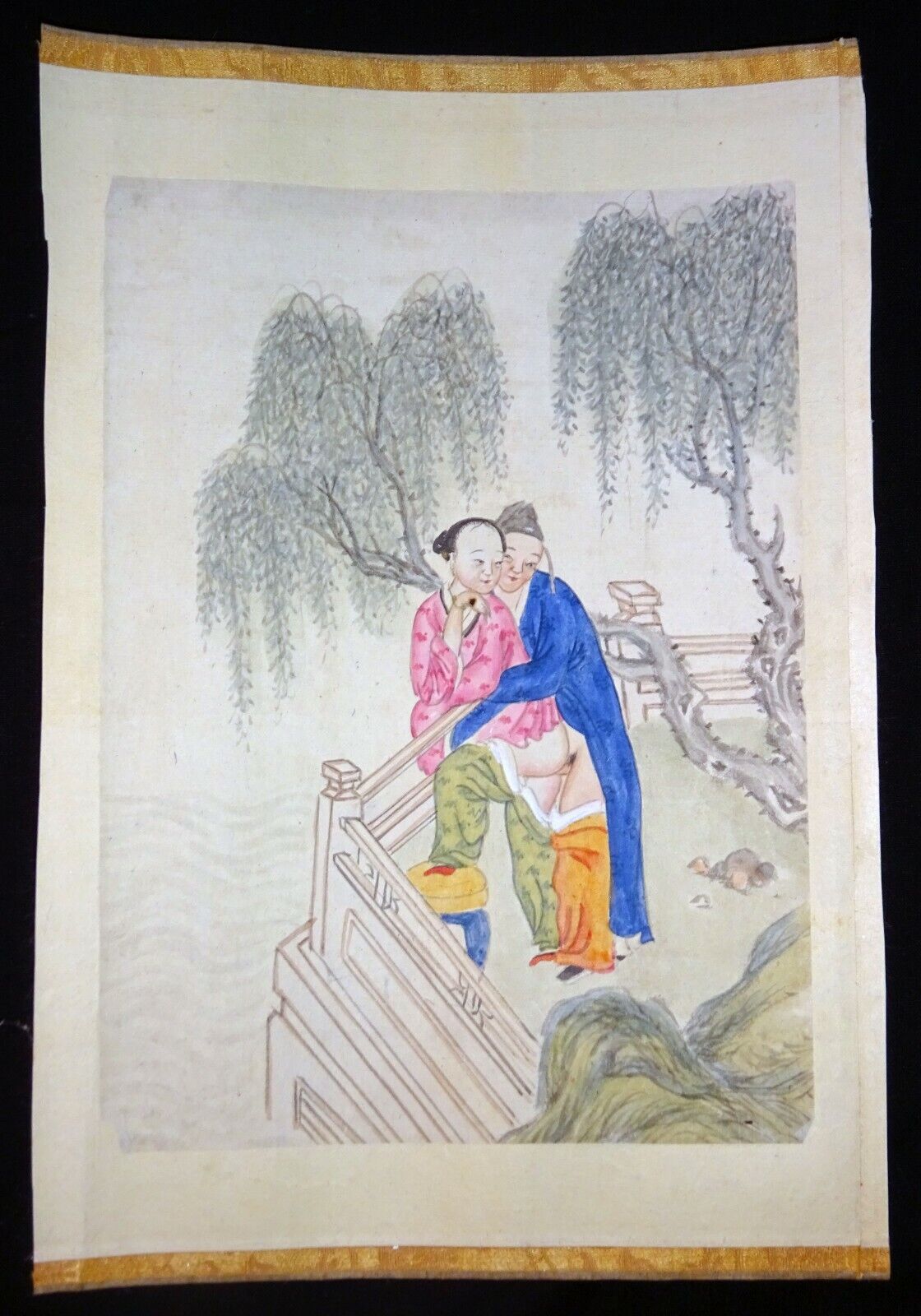 19C Chinese Erotic Pillow Color Paintings for Newly Married Couple (SoM)#7