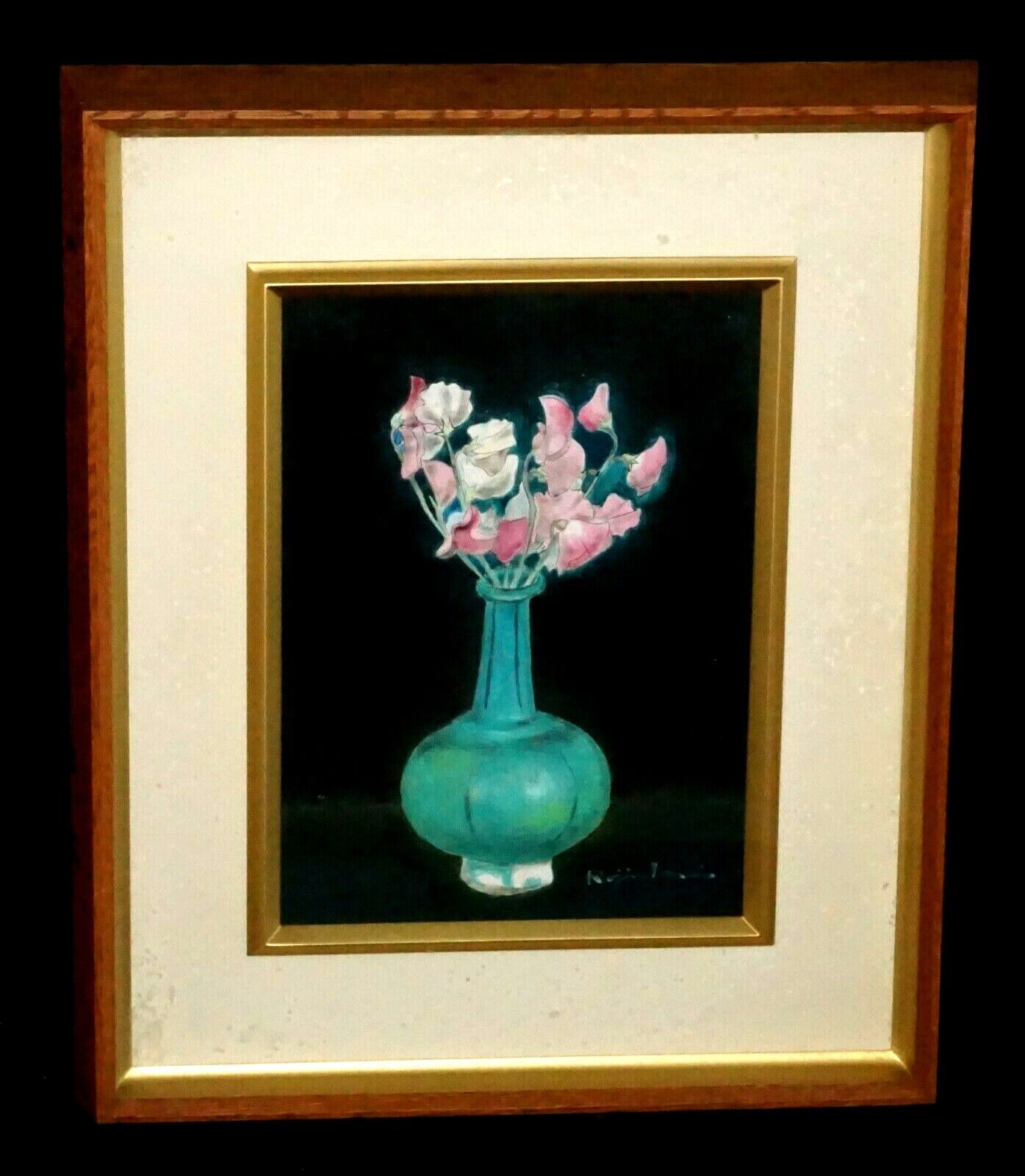 1960s Japanese Framed Painting "Flowers in a Vase" by Rojin Imai (1909-?)(PoD)