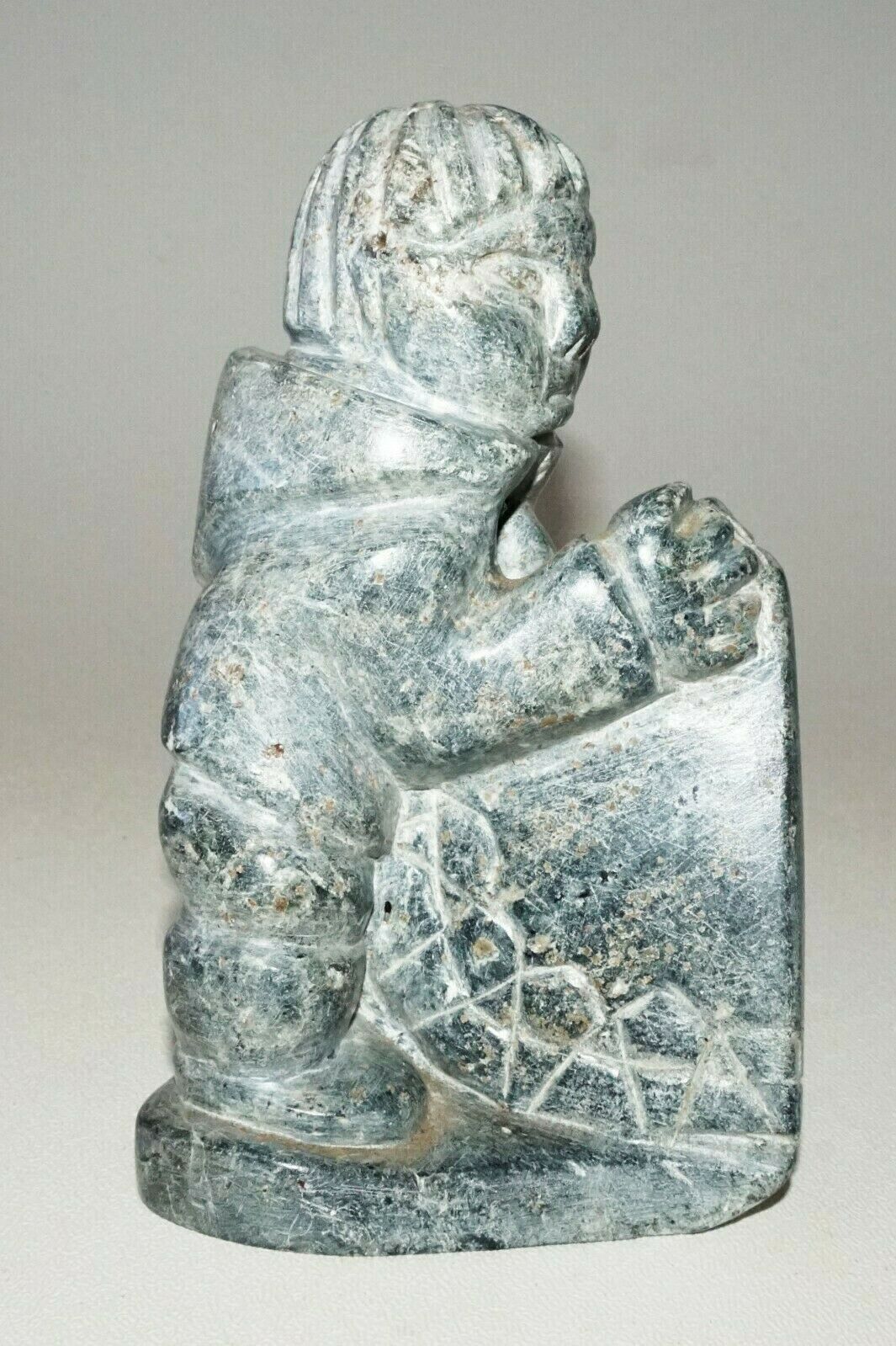 1980 Inuit Eskimo Sugluk Tribe Stone Carved Child by Lally Ohaituk (CLB)