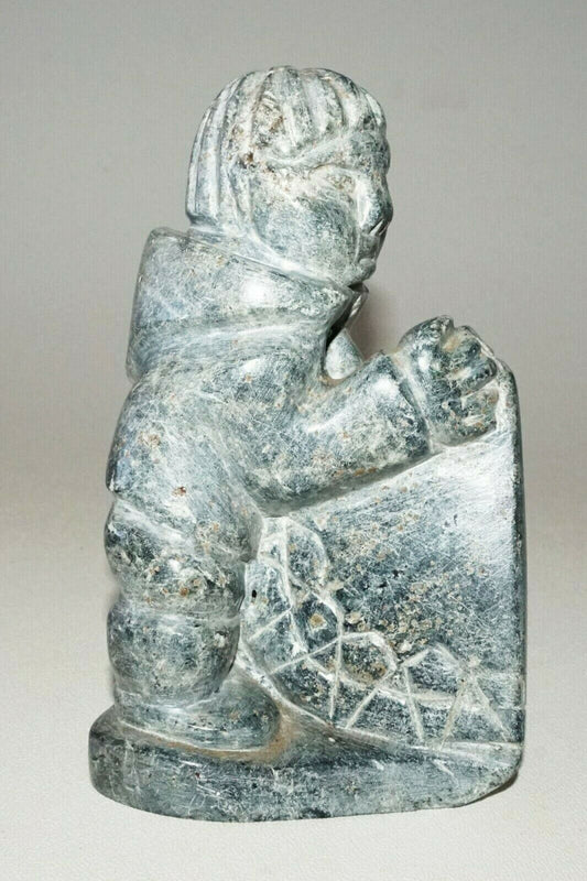 1980 Inuit Eskimo Sugluk Tribe Stone Carved Child by Lally Ohaituk (CLB)