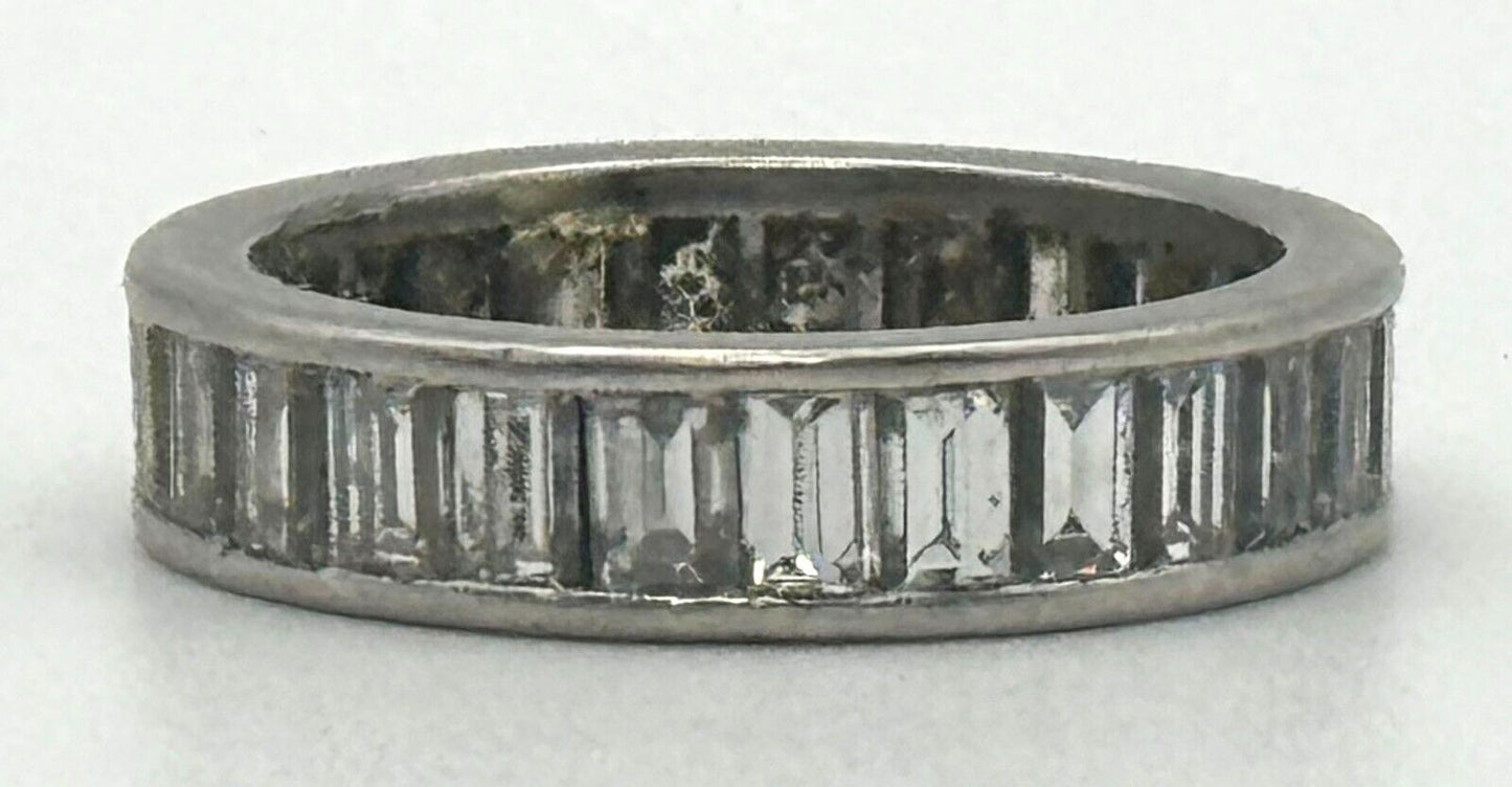 Vintage 18k White Gold Baguette-Cut Diamond 1.62 TCW Eternity Band Sz 6 (KnK)