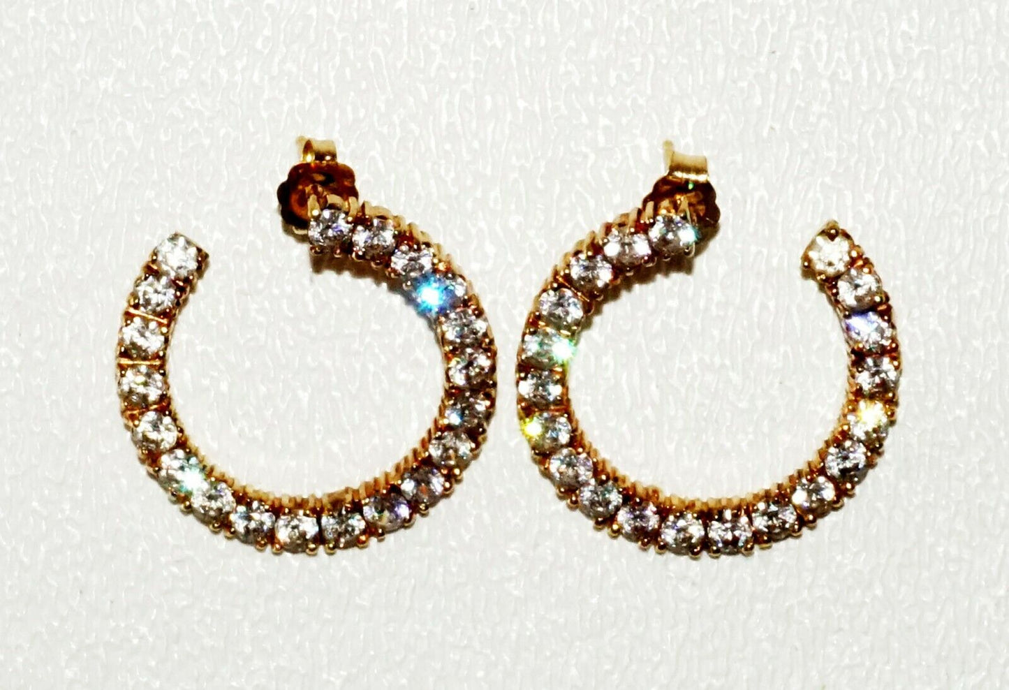 Vintage 14k Yellow Gold Open Hoop Earrings set w. 20x Cubic Zirconia's (TaE)#24