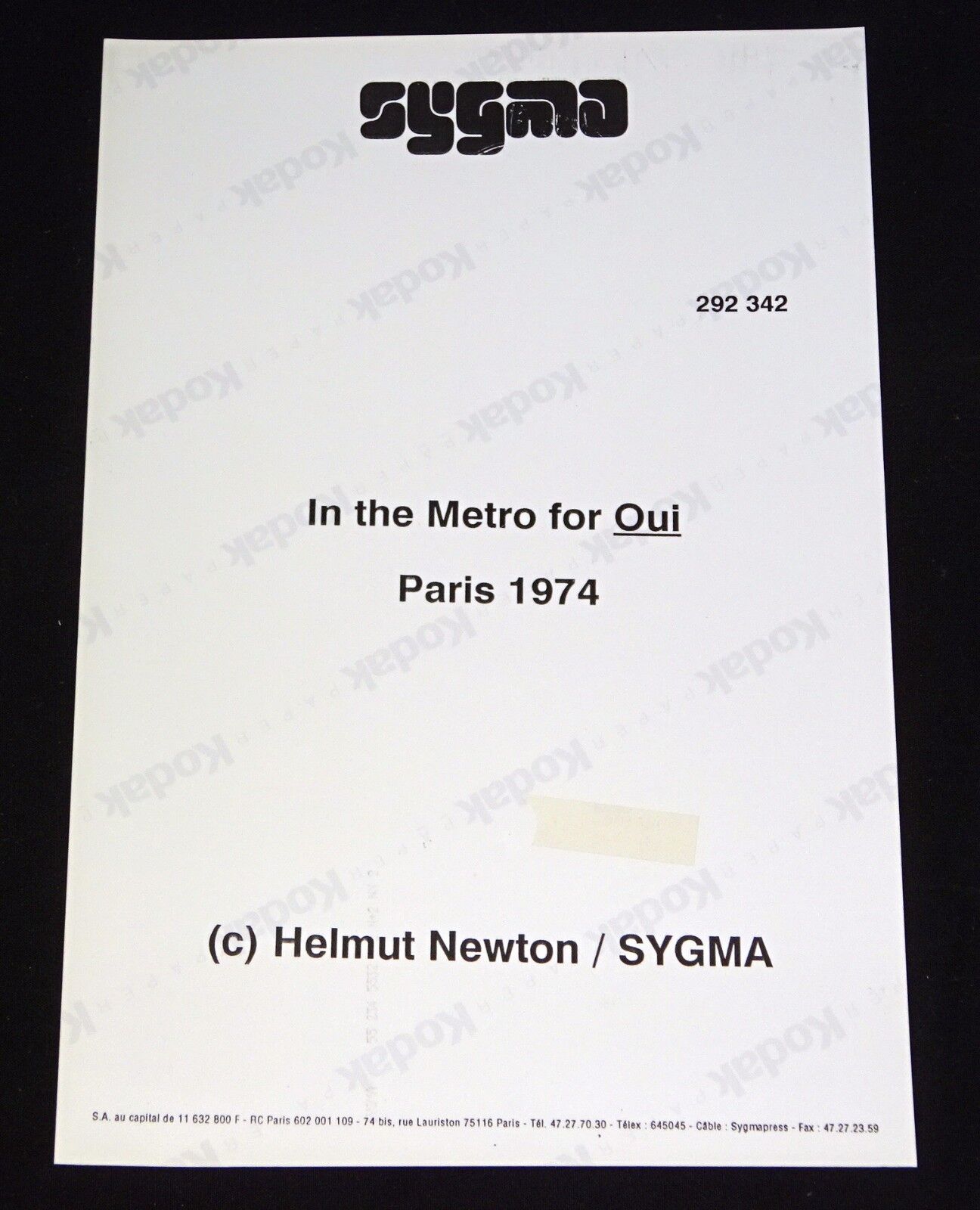 1974 US/French Color Photo "In the Metro for Oui" by Helmut Newton SYGMA (Yir)