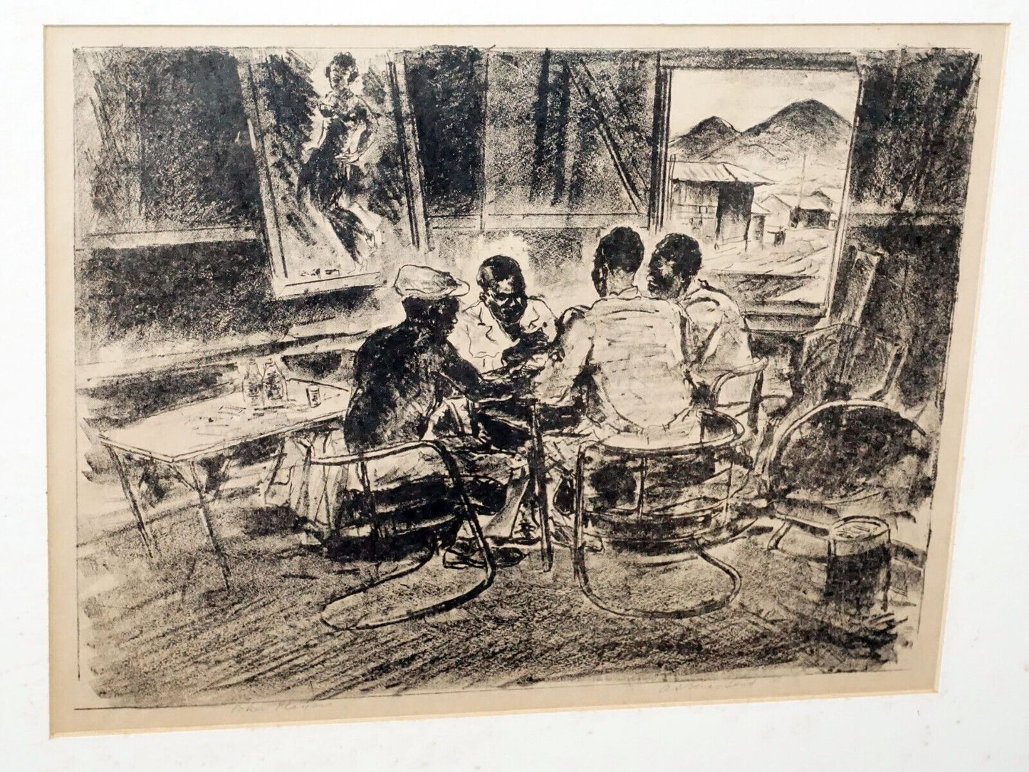 1940s Hawaii Litho Print Poker Players Alexander Samuel MacLeod (1888-1975)(New)