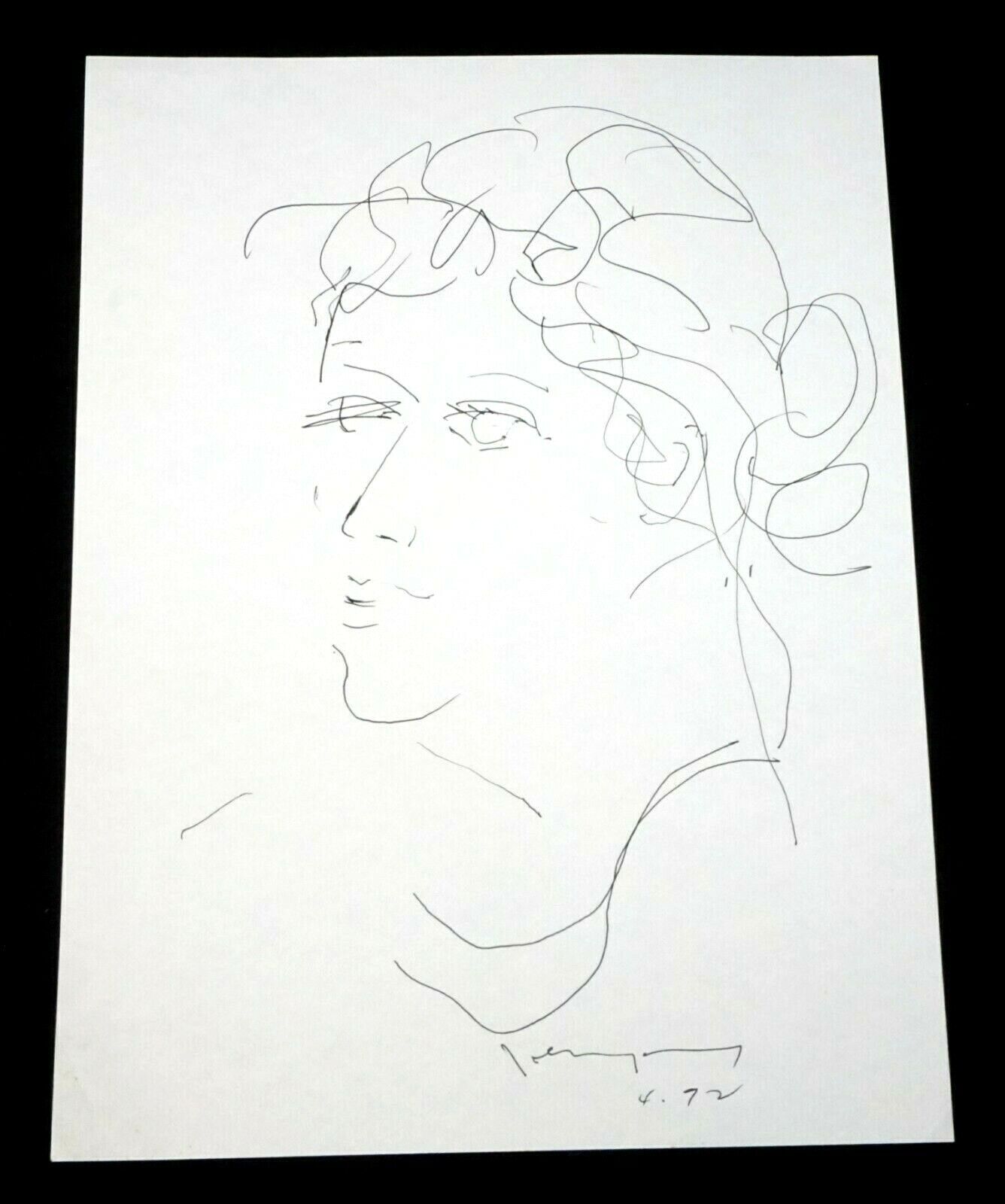 '92 Chinese Hawaii Drawing "Female Bust" by John Chin Young (1909 - 1997)(SaJ)13