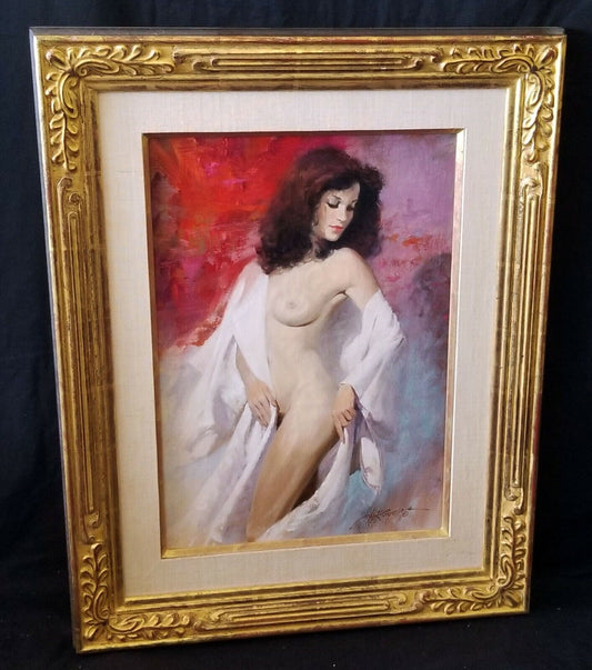 1980s US Oil Painting "Standing Female Nude" by Howard Rogers (b.1932)(WiR)