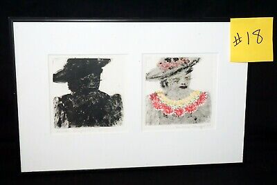 1989 Hawaii Diptych Print 1/1 "Aunty w. Flower Lei" by Nadine Ferraro (***)