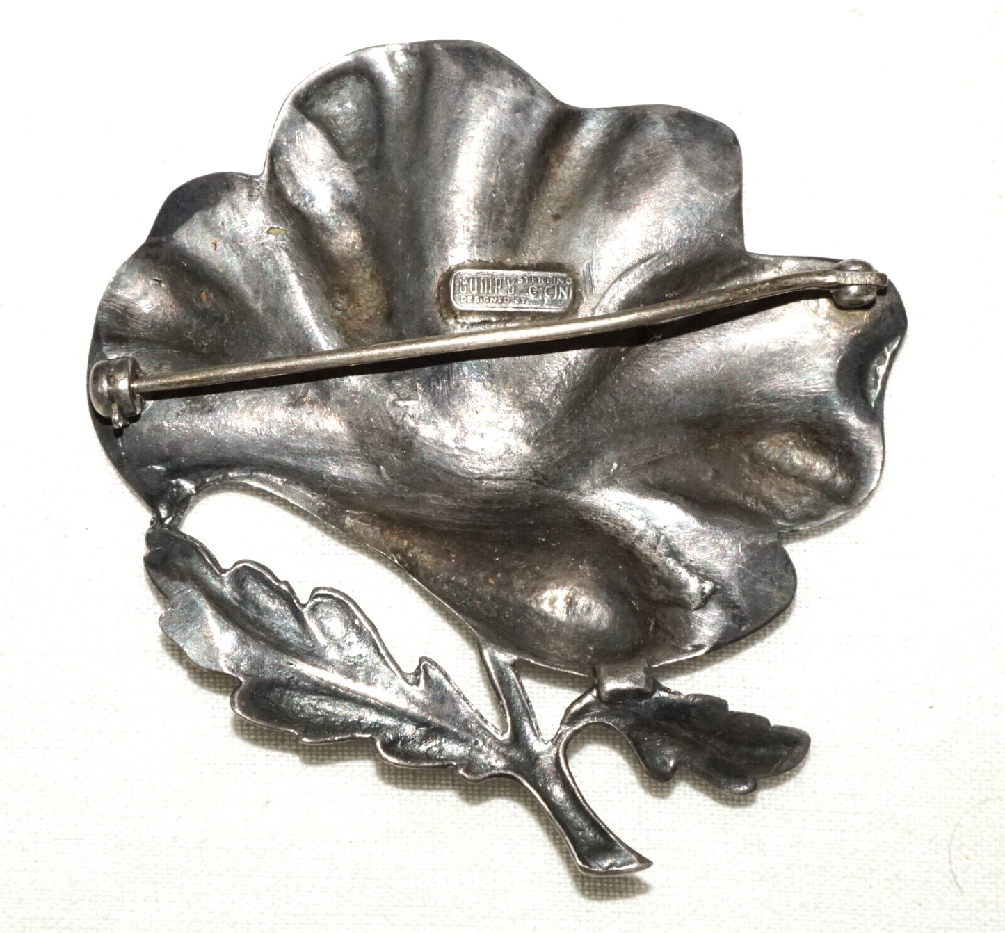 Vintage Sterling Silver Large Hibiscus Motif Brooch by G. Cini Gump's (LeS)L24