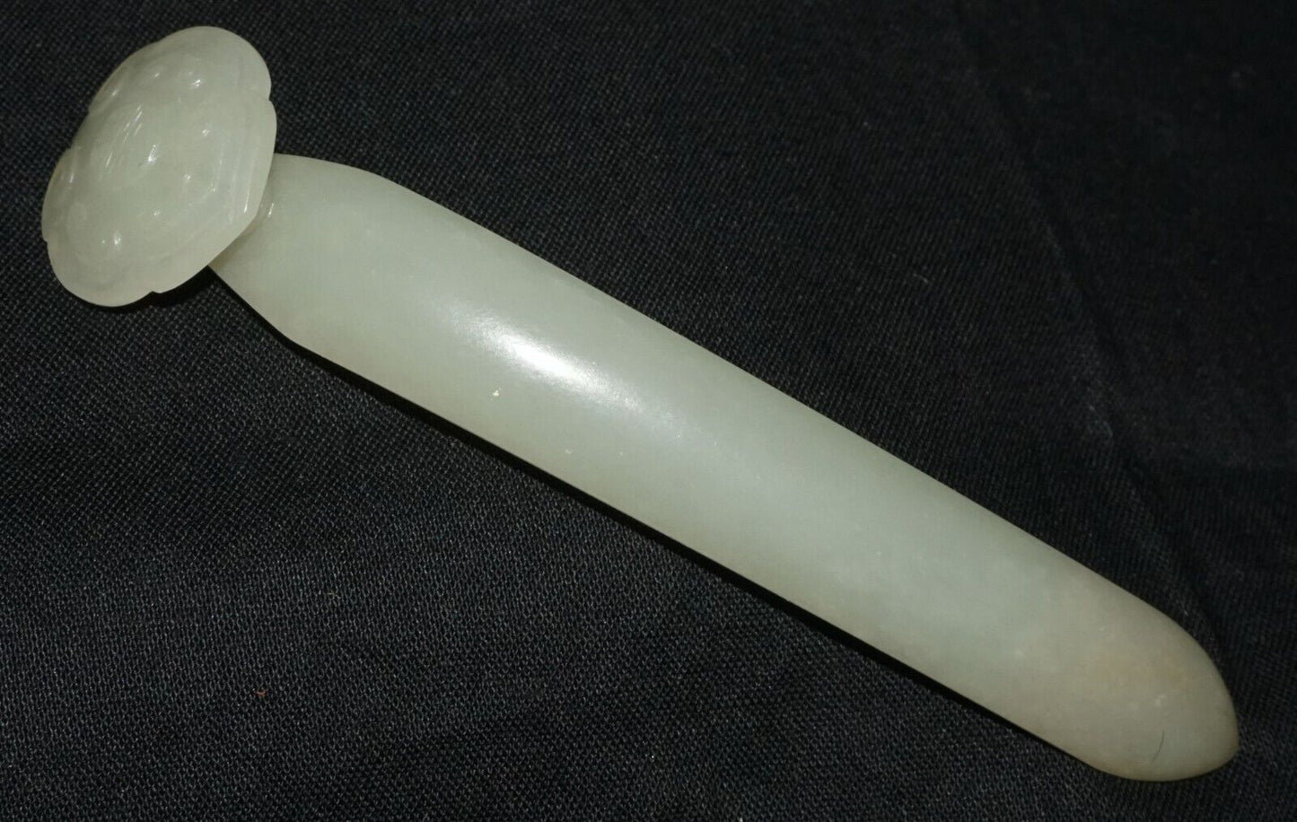 Antique Chinese Nephrite Jade Carved Ruyi Scepter Motif Hair Ornament (Les)L21