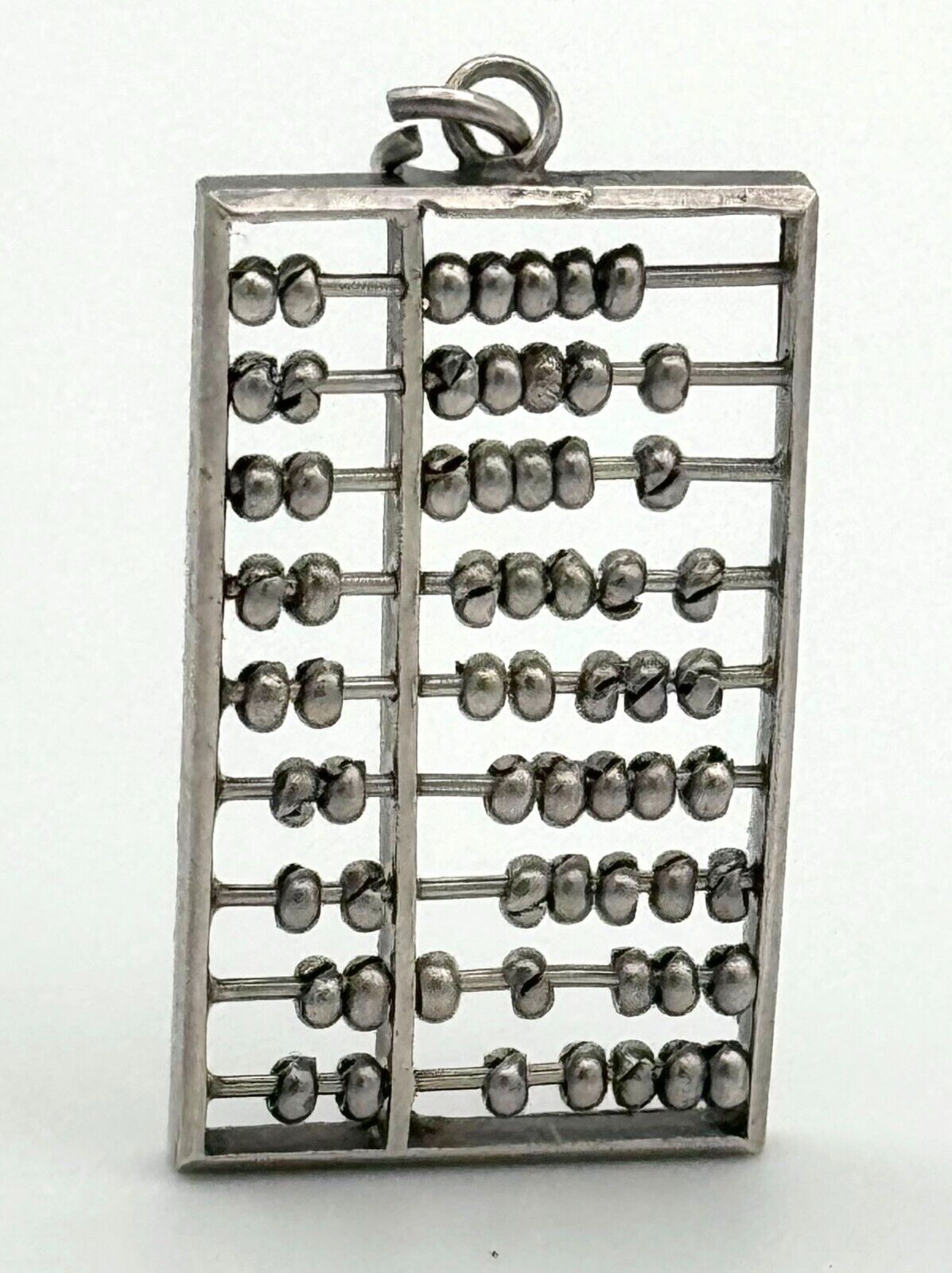 Vintage Silver Tiny Abacus Charm Calculator Pendant (HoJ)