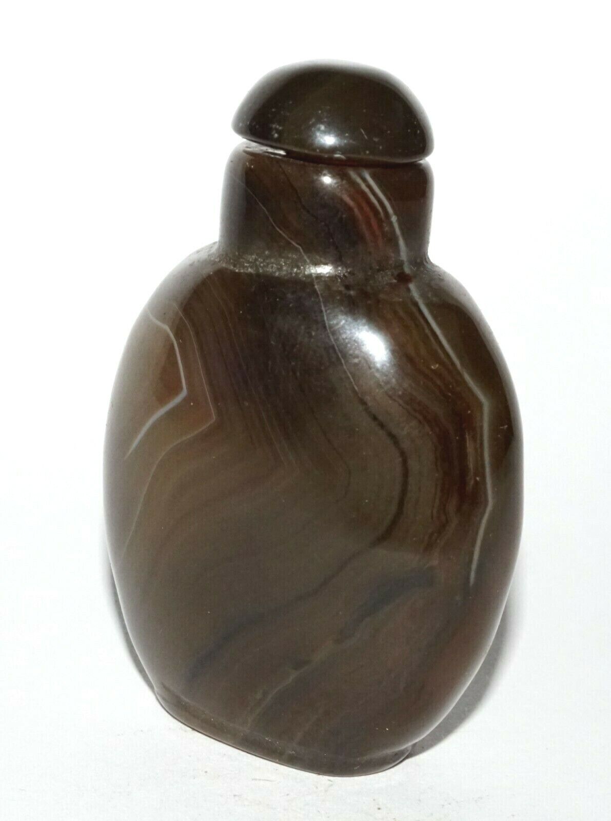 Vintage Chinese Dark Agate Snuff Bottle w. Matching Stopper (LeS) G1